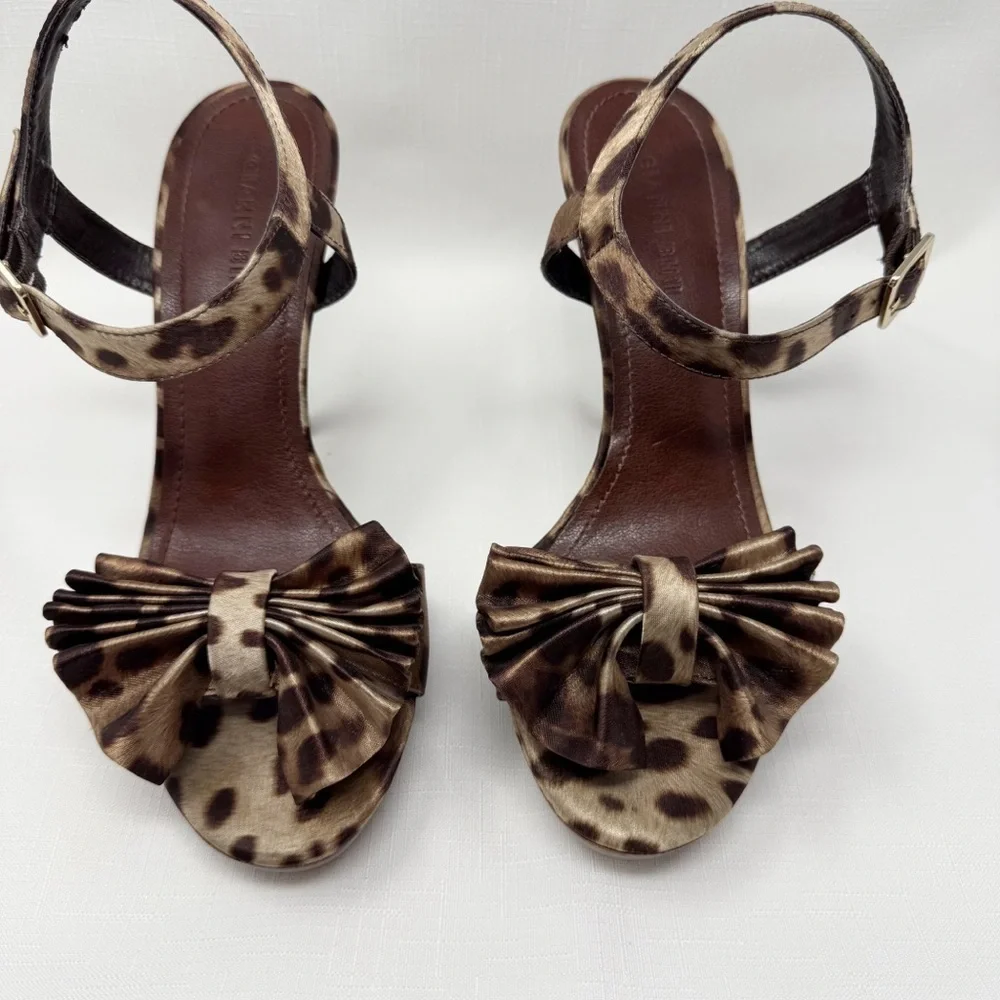 Gianni Bini animal Print silk platform High Heel Sandals size 8.5